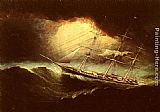 James E. Buttersworth Ship In A Storm painting